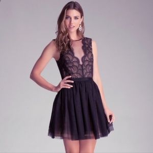 Bebe Fit & Flare Tulle Cocktail Dress